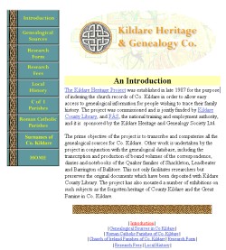 Screenshot of Kildare Heriatge & Genealogy Company
