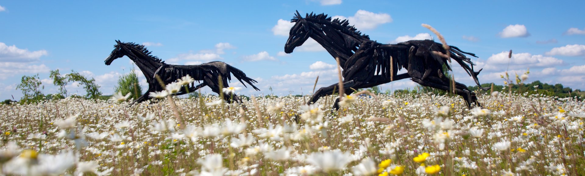 Image of Art Structure - Ghost Horses in the Bog at Kildare Town Roundabout